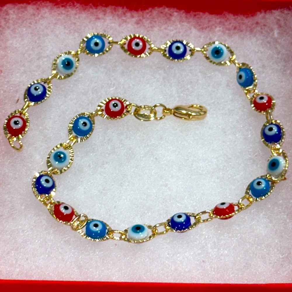 Multicolor Evil Eye Anklet
